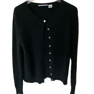 Evelyn Grace Classic Black Women's cashmere Cardigan Sweater size L